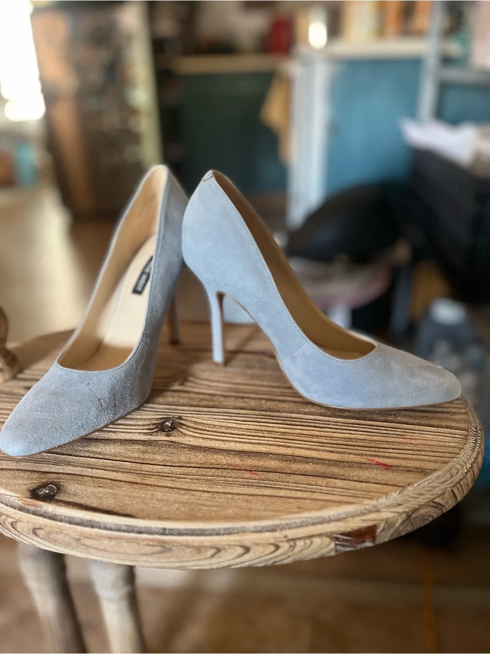 Nine West Soft Blue Suede Pointed Toe Pumps